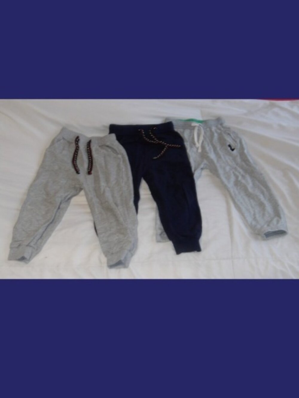 3pcs 4-5 Toddler Big Kid Boy Girl Cotton Pull on Sweatpants Drawstring Grey Navy